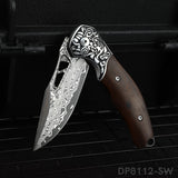 Low Profile VG10 Damascus Blade Pocket Knife with Rosewood Handle