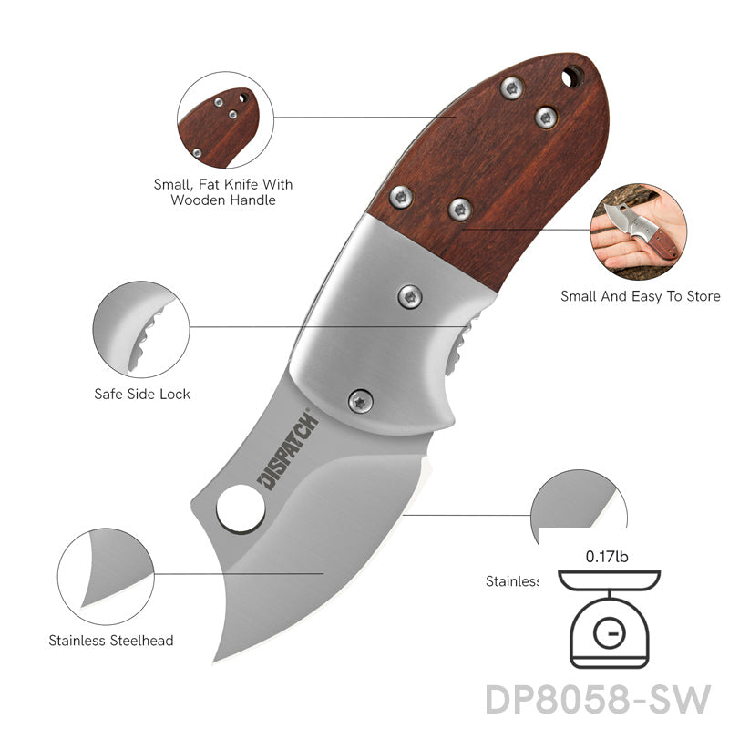 2.75" Closed Mini Folding Pocket Knife Red Wood Handle for Everyday Carry