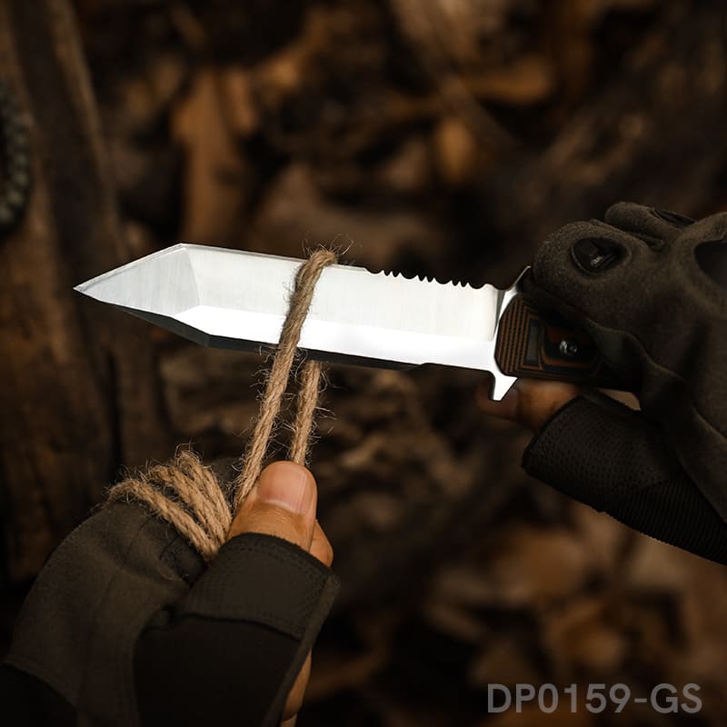 Tough Serrated Fixed Blade Knife with Waist Clip Kydex Sheath