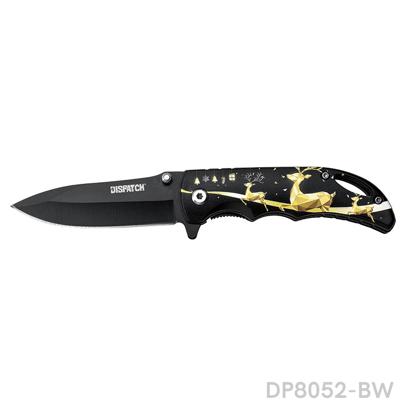 Spring Assisted Drop Point Folding Knife with Holiday Design 3D Effect Handle - Dispatch Outdoor Life
