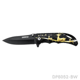 Spring Assisted Drop Point Folding Knife with Holiday Design 3D Effect Handle - Dispatch Outdoor Life