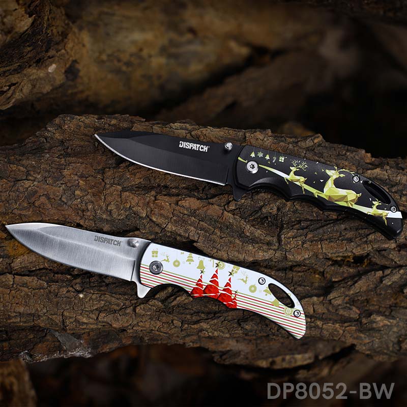 Spring Assisted Drop Point Folding Knife with Holiday Design 3D Effect Handle - Dispatch Outdoor Life
