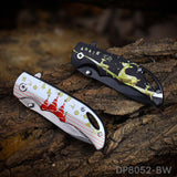 Spring Assisted Drop Point Folding Knife with Holiday Design 3D Effect Handle - Dispatch Outdoor Life