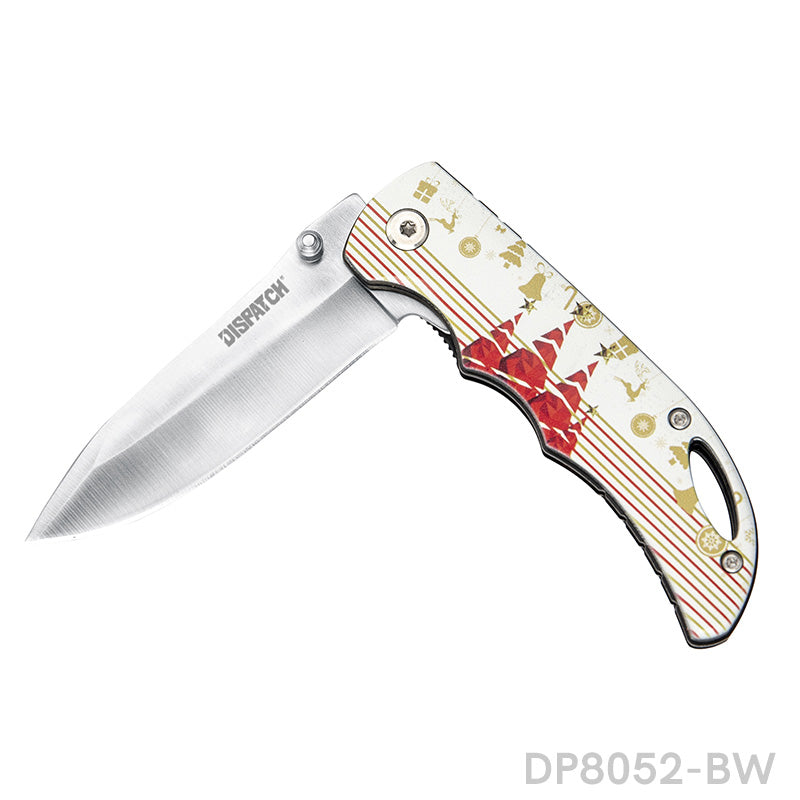 Spring Assisted Drop Point Folding Knife with Holiday Design 3D Effect Handle - Dispatch Outdoor Life