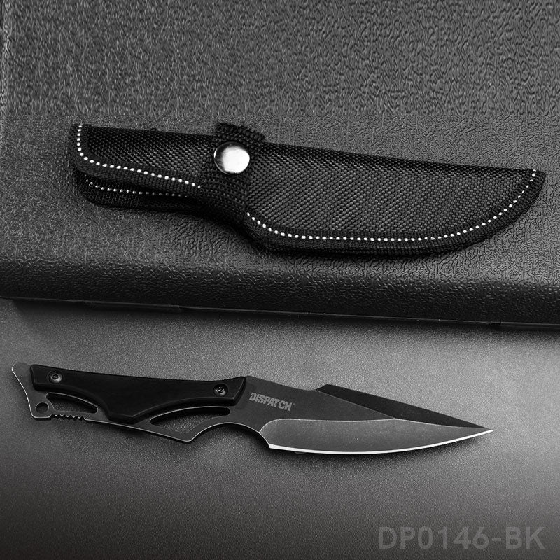 Stonewashed Fixed Blade Knife with Nylon Sheath for Outdoors