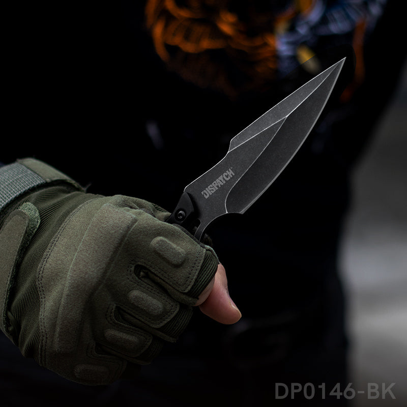 Stonewashed Fixed Blade Knife with Nylon Sheath for Outdoors