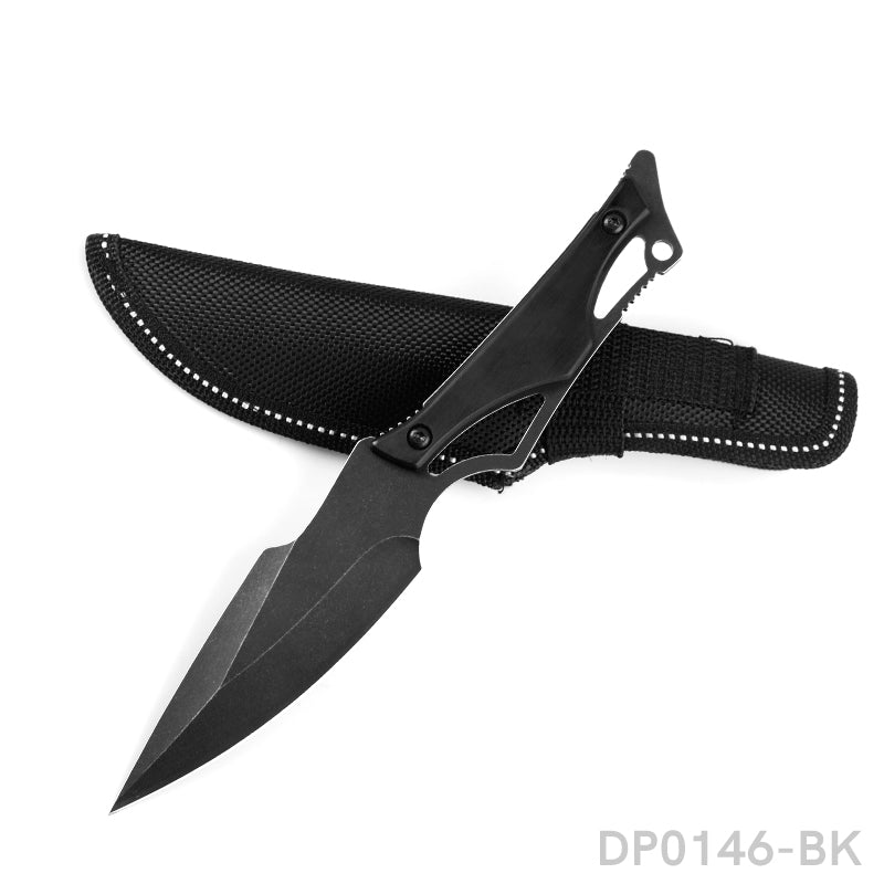 Stonewashed Fixed Blade Knife with Nylon Sheath for Outdoors
