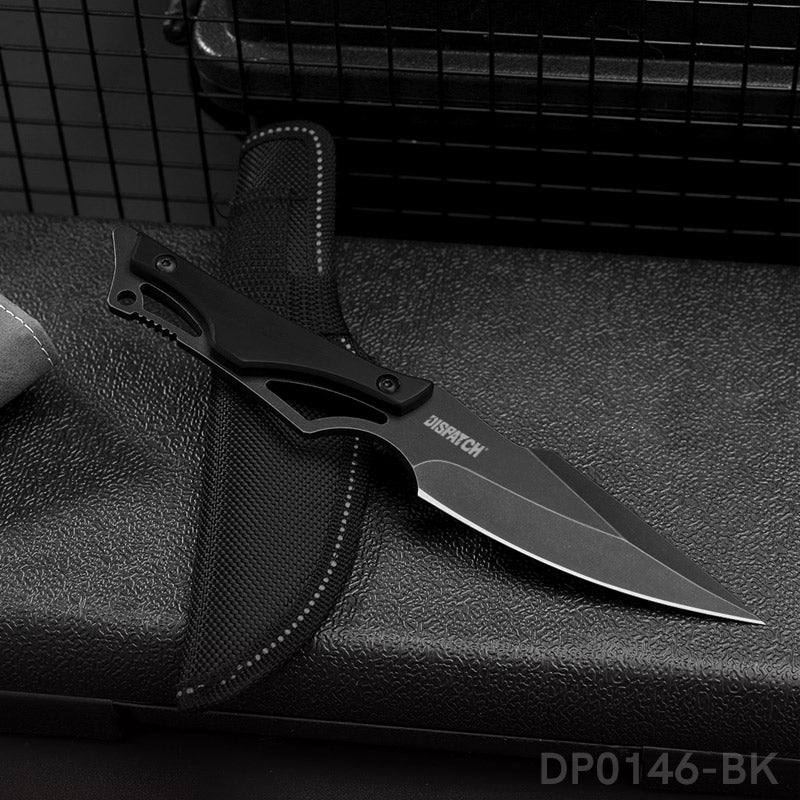 Stonewashed Fixed Blade Knife with Nylon Sheath for Outdoors