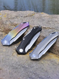 5" D2 Blade And Titanium Handle Folding Knife With Nylon Sheath