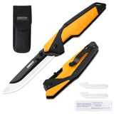 Drop Point Replaceable Blade Folding Hunting Knife with ABS+TPR Anti-Slip Handle, 3 Blades and Blade Box