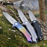 5" D2 Blade And Titanium Handle Folding Knife With Nylon Sheath