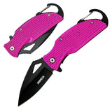 Lightweight EDC Folding Pocket Knife with Carabiner Clip and Fire Starter