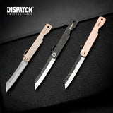 Japanese Friction Folding Pocket Knife with Damascus & 7Cr Reverse Tanto EDC Utility Blades