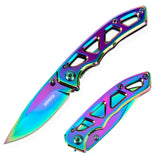 3" Rainbow Titanium Pocket Knife Stylish and Durable Design