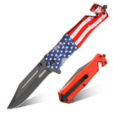 Full Metal National Flag Design Folding Knife with Titanium Coating