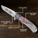 250th Anniversary Folding Knife Gift Set with Steel Frame Lock (Silver)