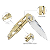 4.5" TC4 Titanium Handle And D2 Blade Folding Knife With Nylon Pouch