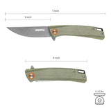 DISPATCH Pocket Folding Knife, 8cr13 Stainless Steel, Micarta Handle,Outdoors Multi-use Camping Knife