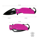 Lightweight EDC Folding Pocket Knife with Carabiner Clip and Fire Starter