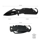 Lightweight EDC Folding Pocket Knife with Carabiner Clip and Fire Starter