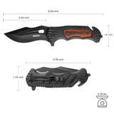3.5 Inches Blackened Blades Outdoor Folding Knife with Wood Handle