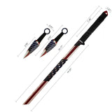 Ninja Tactical Twin Katana Samurai Sword Machete Fixed Blade And Throwing Knives Combat Set with Sheath