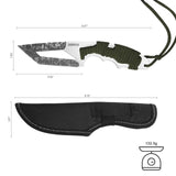 Full Tang Tanto Fixed Blade Knife with Sheath and Cord-Wrapped Handle