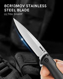 4.3" Black G10 handle Folding Knife With Streamlined Design