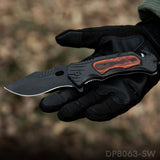 3.5 Inches Blackened Blades Outdoor Folding Knife with Wood Handle