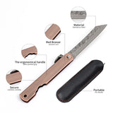EDC Damascus Steel Lockless Gentleman's Pocket Knife for Outdoor Adventurers & Collectors
