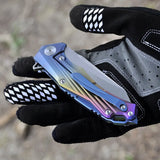 5" D2 Blade And Titanium Handle Folding Knife With Nylon Sheath
