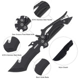 2 in 1 Cool Black Multi-Functional Fixed Blade Scissor Knife with Sheath