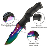 Fashion Colorful Folding Knife Serrated Blade with Safety Finger Grip Handle