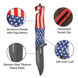 Full Metal National Flag Design Folding Knife with Titanium Coating