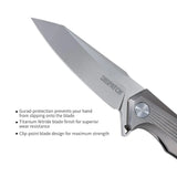 5" D2 Blade And Titanium Handle Folding Knife With Nylon Sheath