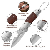 Mini Folding Knife Survival Pocket Knives with Wooden Handle