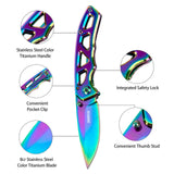 3" Rainbow Titanium Pocket Knife Stylish and Durable Design