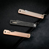 Japanese Friction Folding Pocket Knife with Damascus & 7Cr Reverse Tanto EDC Utility Blades