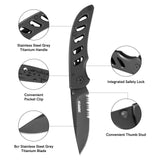 Folding Pocket Knife with 8Cr13MoV Stainless Steel Black Titanium Blade