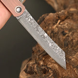 EDC Damascus Steel Lockless Gentleman's Pocket Knife for Outdoor Adventurers & Collectors