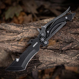 2 in 1 Cool Black Multi-Functional Fixed Blade Scissor Knife with Sheath