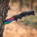 Fashion Colorful Folding Knife Serrated Blade with Safety Finger Grip Handle