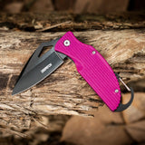 Lightweight EDC Folding Pocket Knife with Carabiner Clip and Fire Starter