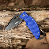 Lightweight EDC Folding Pocket Knife with Carabiner Clip and Fire Starter