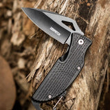 Lightweight EDC Folding Pocket Knife with Carabiner Clip and Fire Starter
