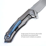 5" D2 Blade And Titanium Handle Folding Knife With Nylon Sheath