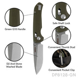 4.65 Inches Folding Pocket Knife Axis Lock with D2 Blade and Non-Slip G10 Handle