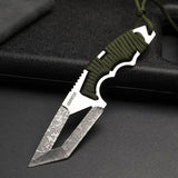 Full Tang Tanto Fixed Blade Knife with Sheath and Cord-Wrapped Handle