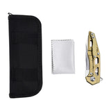 4.5" TC4 Titanium Handle And D2 Blade Folding Knife With Nylon Pouch
