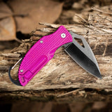 Lightweight EDC Folding Pocket Knife with Carabiner Clip and Fire Starter